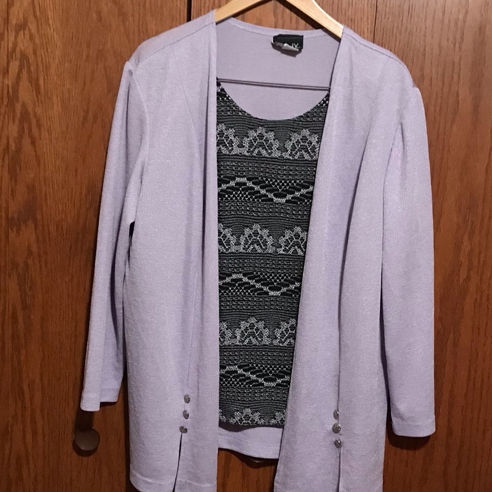 Vany Size 18WP Chic Lilac Women's Cardigan Twofer Top Shirt Blouses 1pc